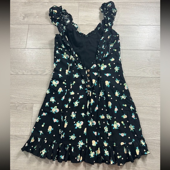 Free People Like A Lady Black Lemon Print Mini Dress - Picture 5 of 12